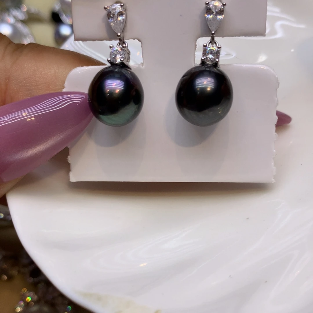 银S925镶嵌耳饰海水珍珠