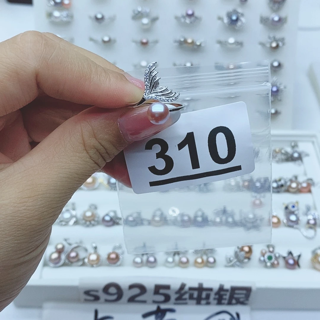 元***圆戒指银S925镶嵌淡水珍珠310