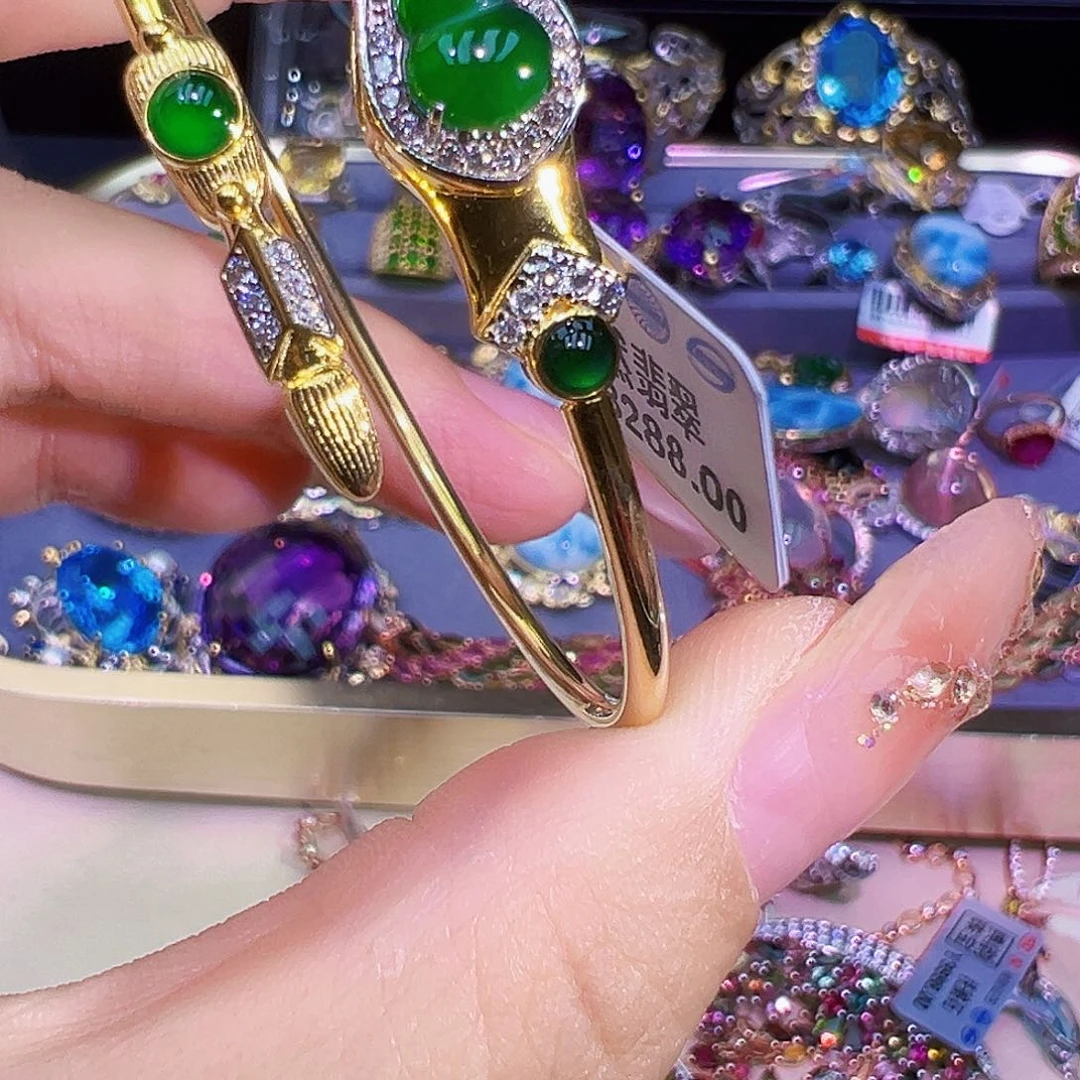 银S925镶嵌手链翡翠手镯