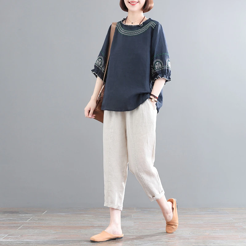 YX#【单/套装】韩版宽松遮肉刺绣两件套洋气时尚套装显瘦DY3054