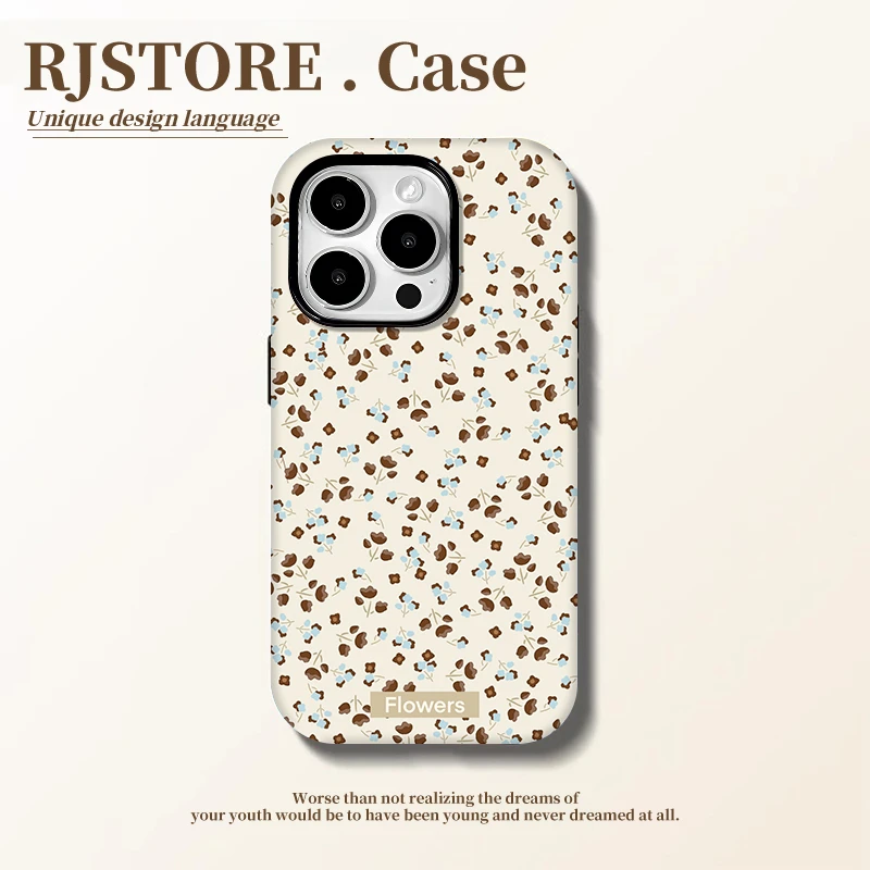 SMBLCE满屏蓝棕碎花适用iPhone1615菲林手机壳华为vivo小米oppo套