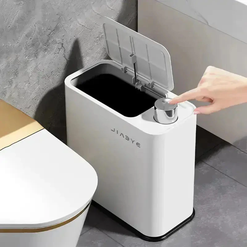 【旗舰款】轻奢窄缝按压垃圾桶卫生间大容量带盖纸篓客厅卧室垃圾篓