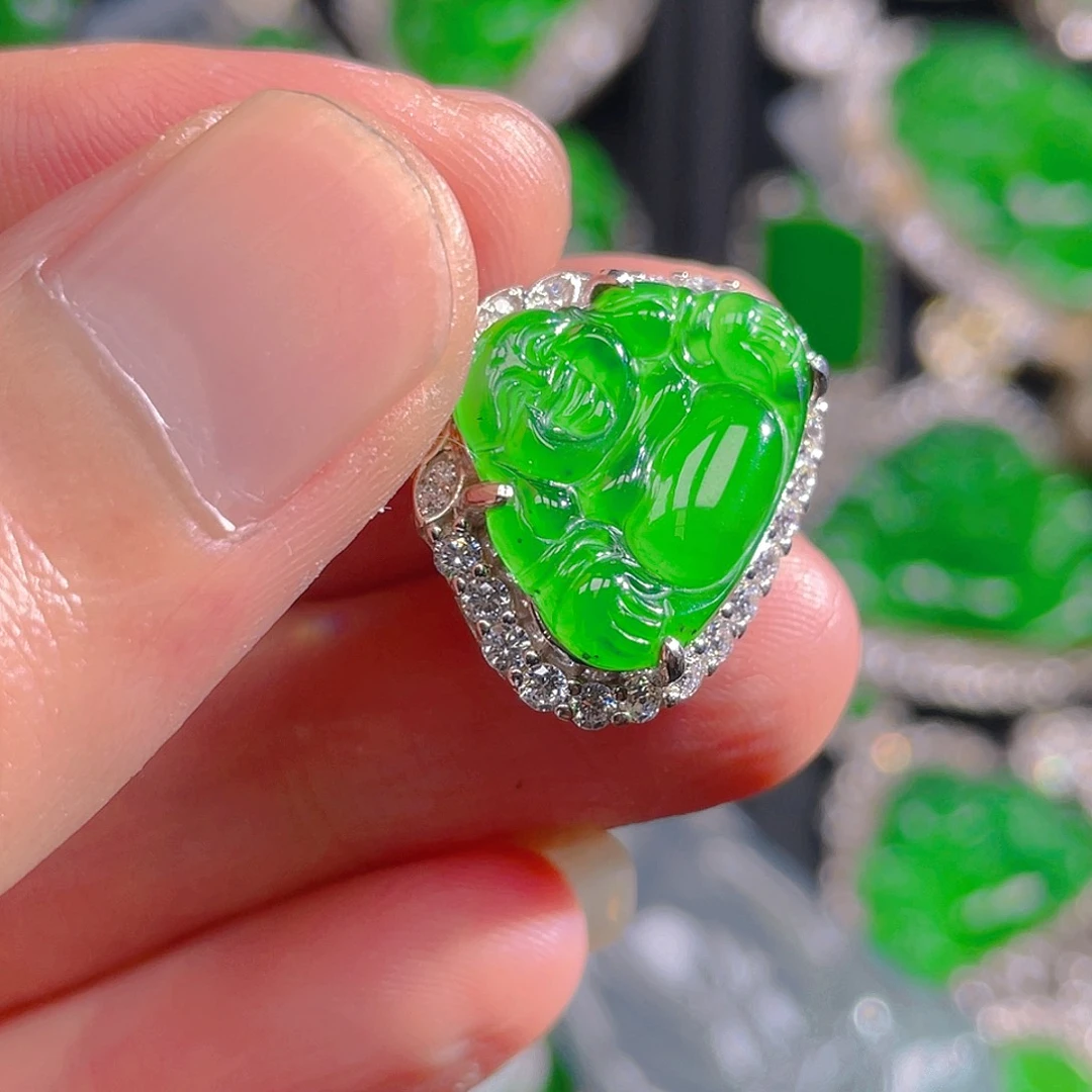 翡翠银S925镶嵌吊坠(不含链)