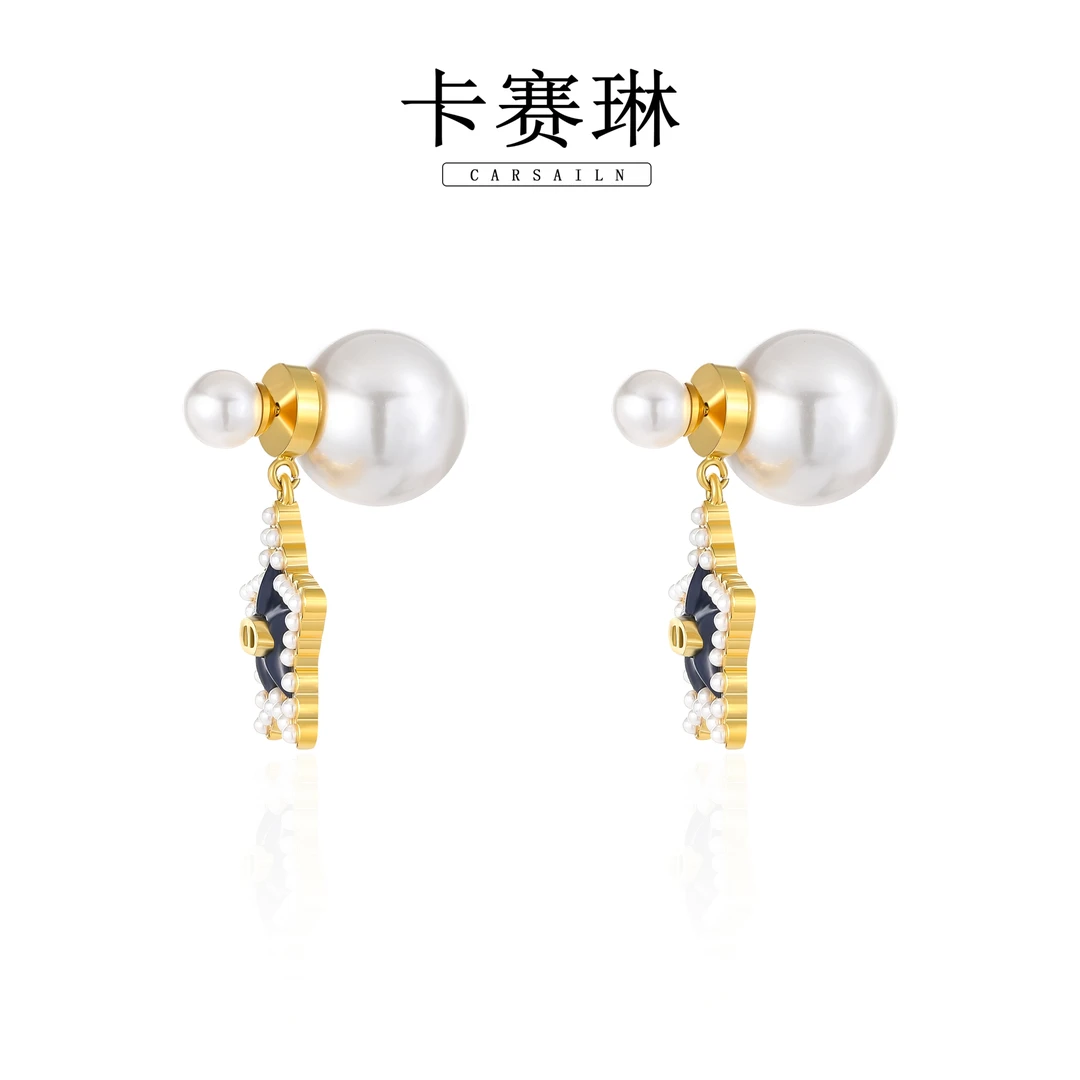 卡赛琳carsailn/ 镀K金 925银针 时尚轻奢星星设计款耳钉 0349