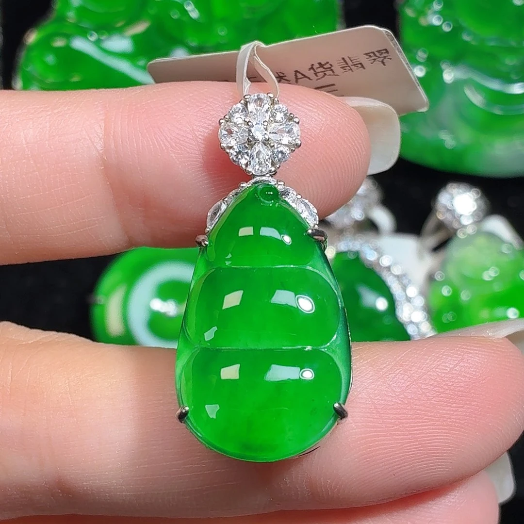 翡翠银S925镶嵌颈饰天然A货翡翠