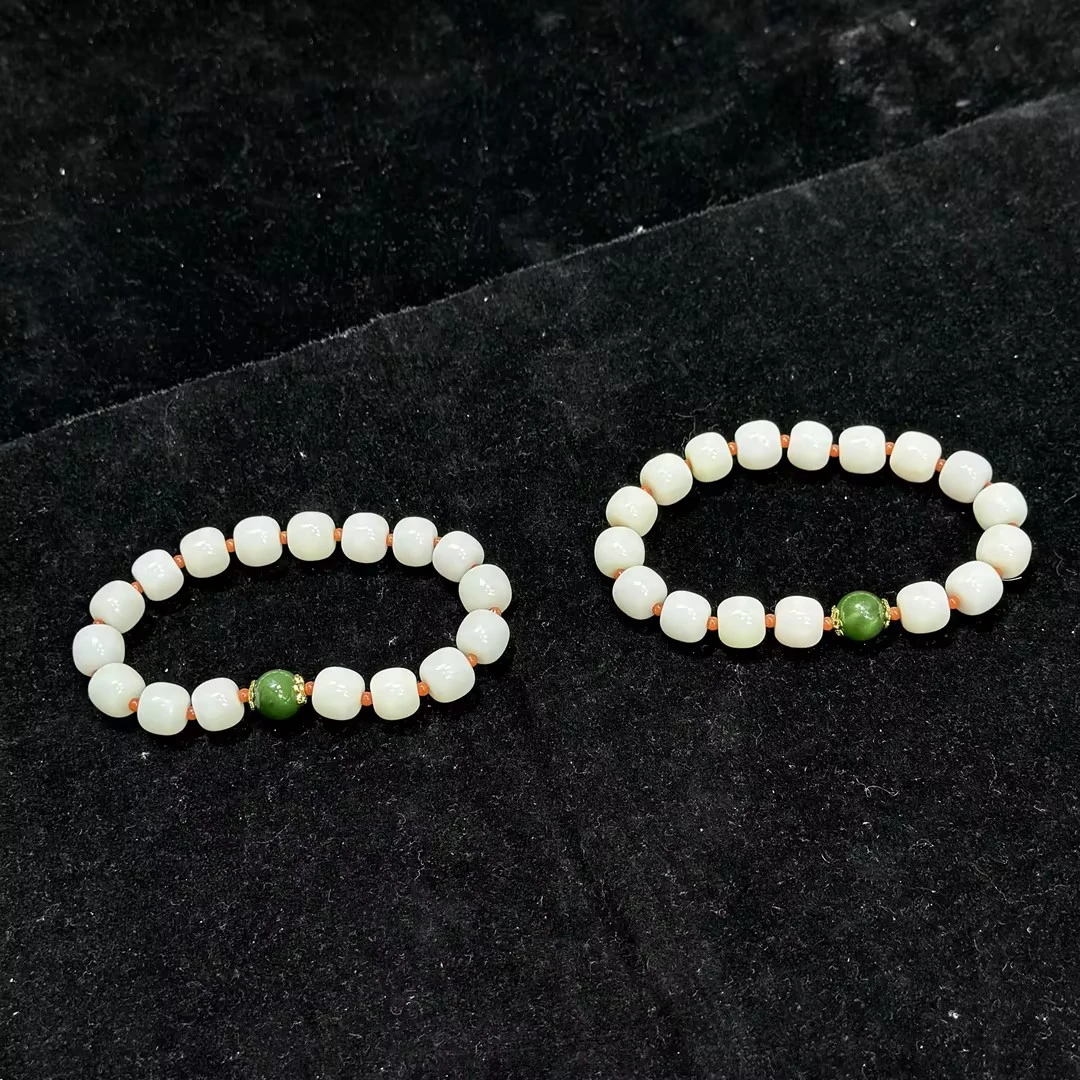 【CH】和田玉米达料老型珠DIY手串-约10mm（多样性发其一）