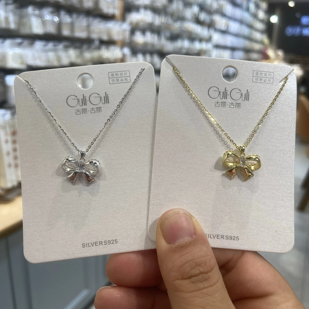 链子925银 07548古丽品牌新款s925纯银蝴蝶结项链