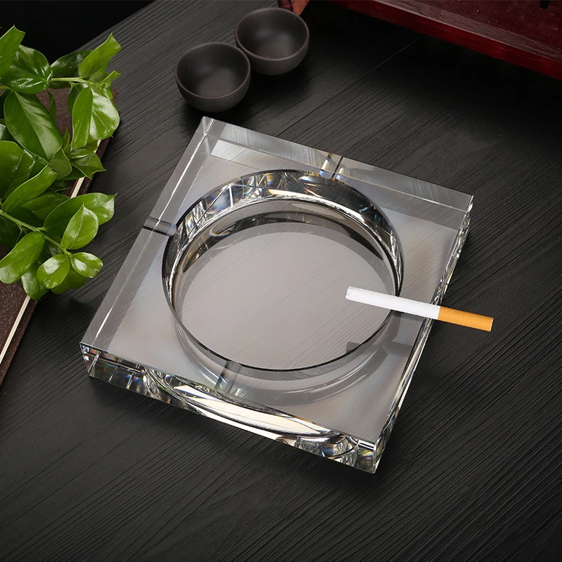专供外贸轻奢大气水晶玻璃烟灰缸欧式风格家用办公室桌面实用好物