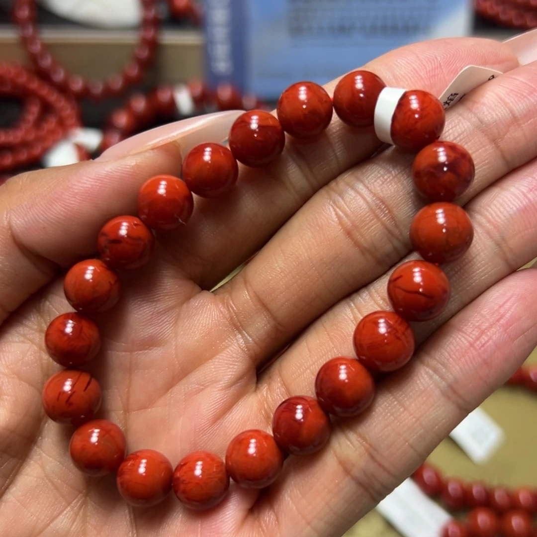 未镶嵌手串南红玛瑙虎皮纹火焰单圈 约9m m