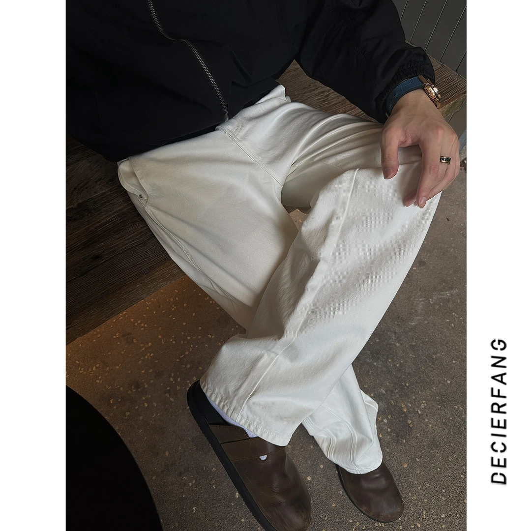 【25早秋  白牛】简约通勤牛仔裤男韩版痞帅显瘦直筒百搭纯色休闲裤