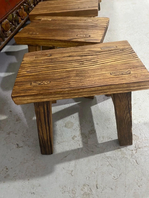 风化老榆木门板方凳28×18×25