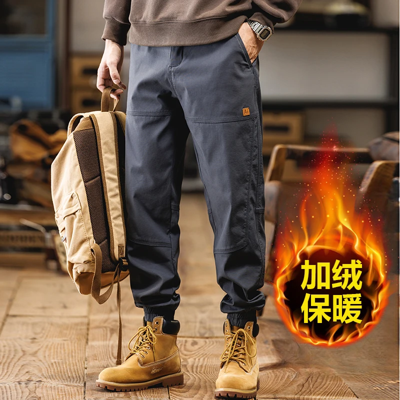 赤单9070秋冬中腰大码休闲工装裤裤子男士宽松百搭硬汉长裤束脚裤