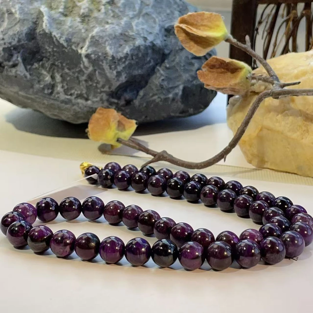 舒俱来高阶帝王紫圆珠项链/18k/45cm/8-9mm/AZB4190(真时)