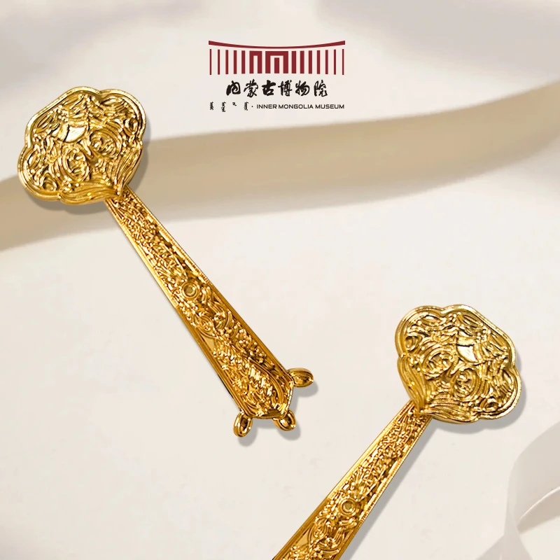 内蒙古博物院文创 如意形金饰冰箱贴博物馆纪念品国风圣诞礼物