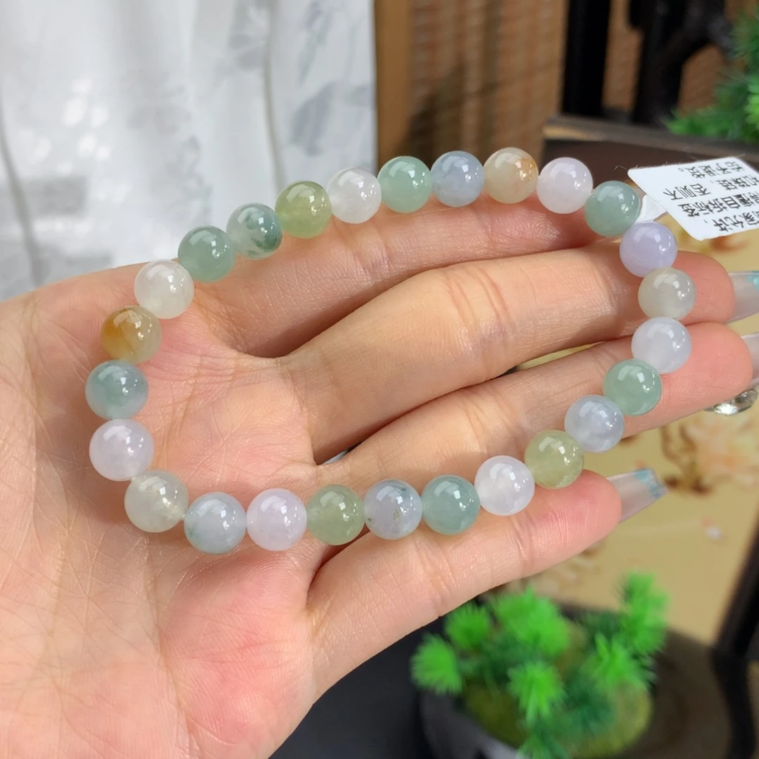 未镶嵌手链翡翠卡7.3冰胶多宝手串