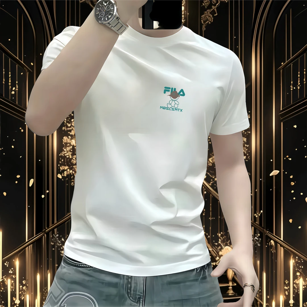 2025时尚潮牌短袖百搭修身圆领纯棉T恤