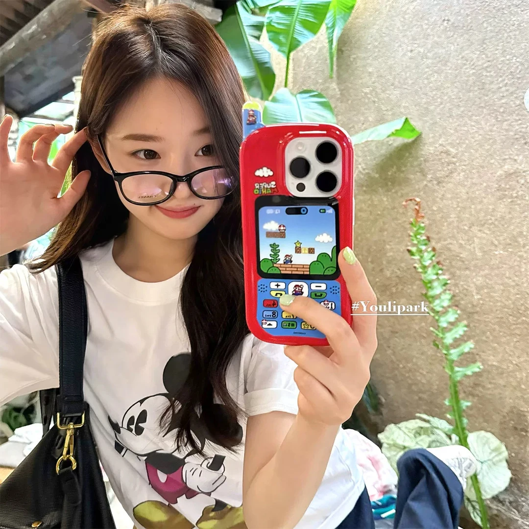 趣味大哥大电话机马里奥适用苹果16Promax手机壳iPhone15新款14女