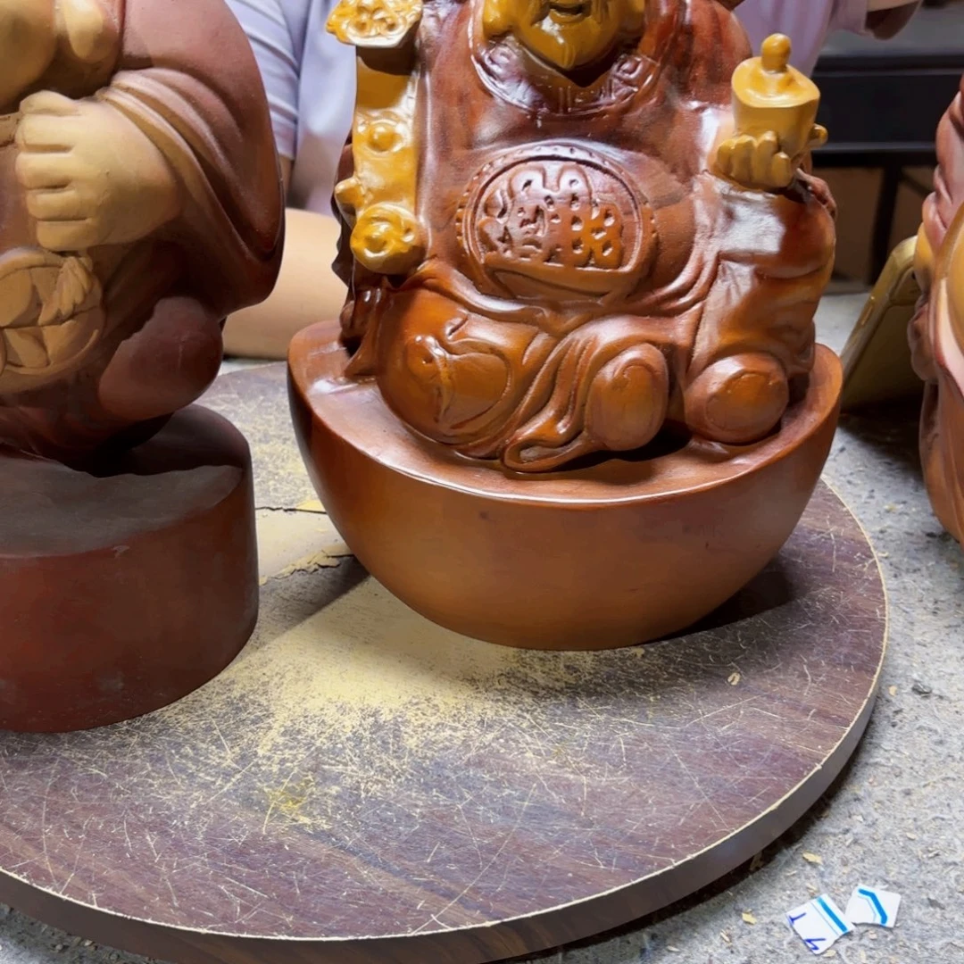 秋***9香樟木如意元宝财神爷