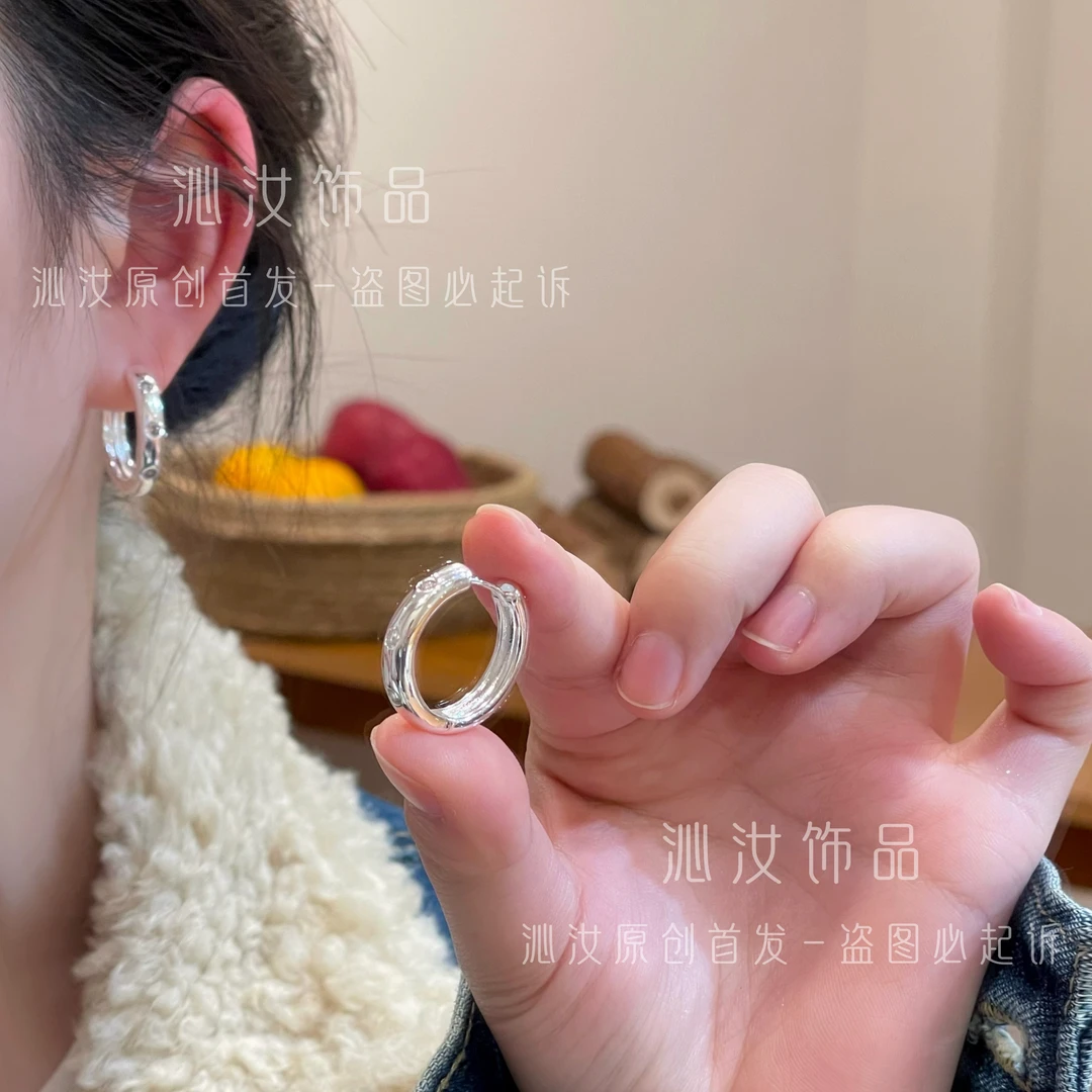 【沁汝饰品】QR132银色质感耳扣轻奢高级小众百搭时尚