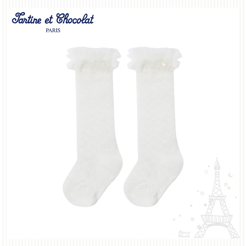 TC法国巧克力童装25夏季新款婴童中筒棉质袜子