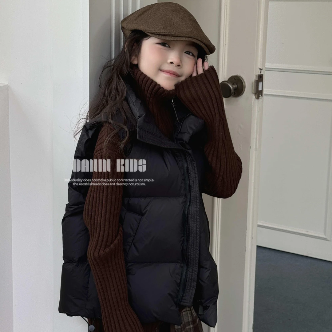 【嗒囜】 萌娃羽绒服中大童冬季保暖百搭立领马甲洋气无袖羽绒外套