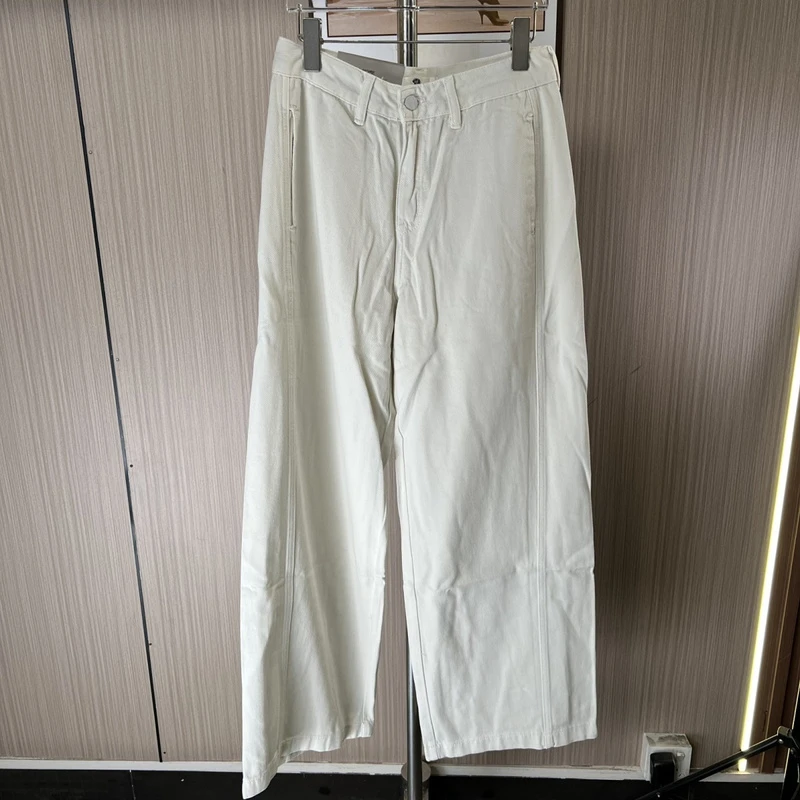 2022-99撤柜mini白色牛仔裤新款设计宽松高腰长裤裤子直筒
