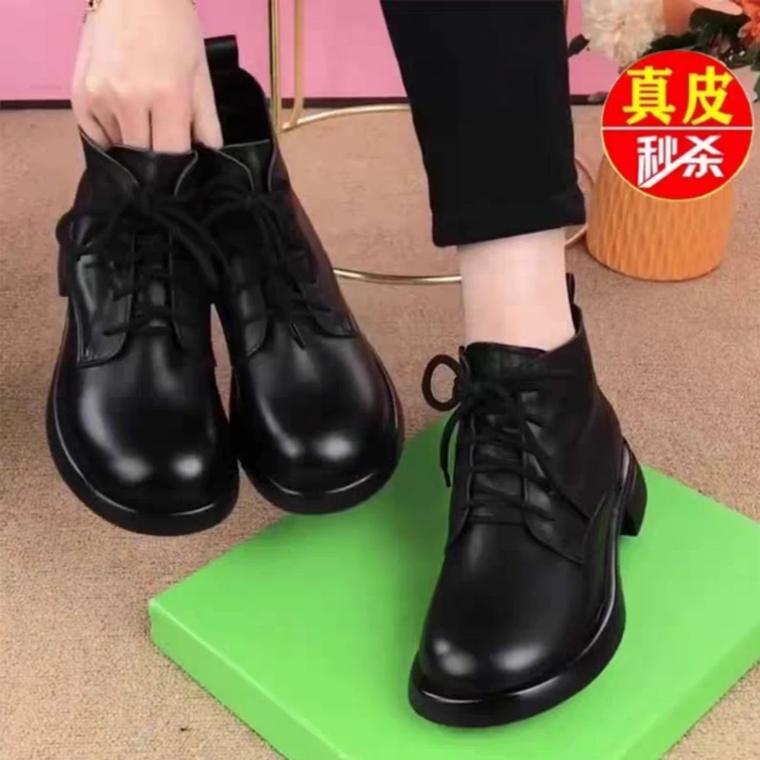 品牌断码清仓真皮马丁靴女2025秋冬季新款加绒英伦风短靴防滑棉鞋