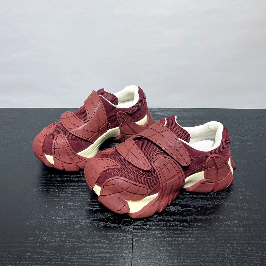 八爪鱼魔术贴老爹鞋女厚底2025新款超火爆款百搭红色运动休闲鞋潮