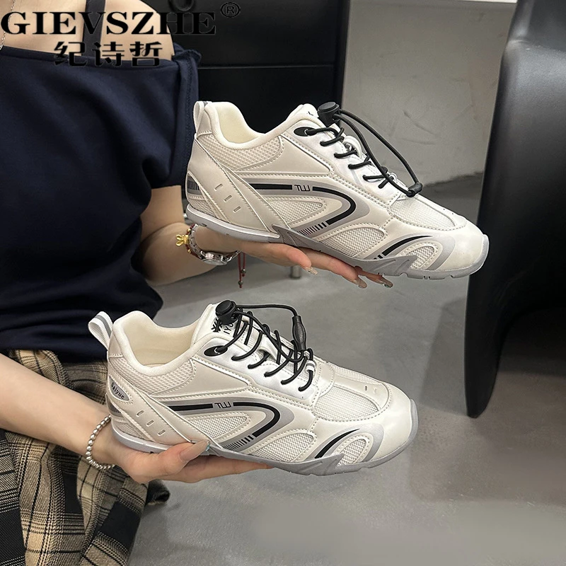 纪诗哲赛车德训鞋女2025秋季新款时尚百搭网面厚底透气运网面平底
