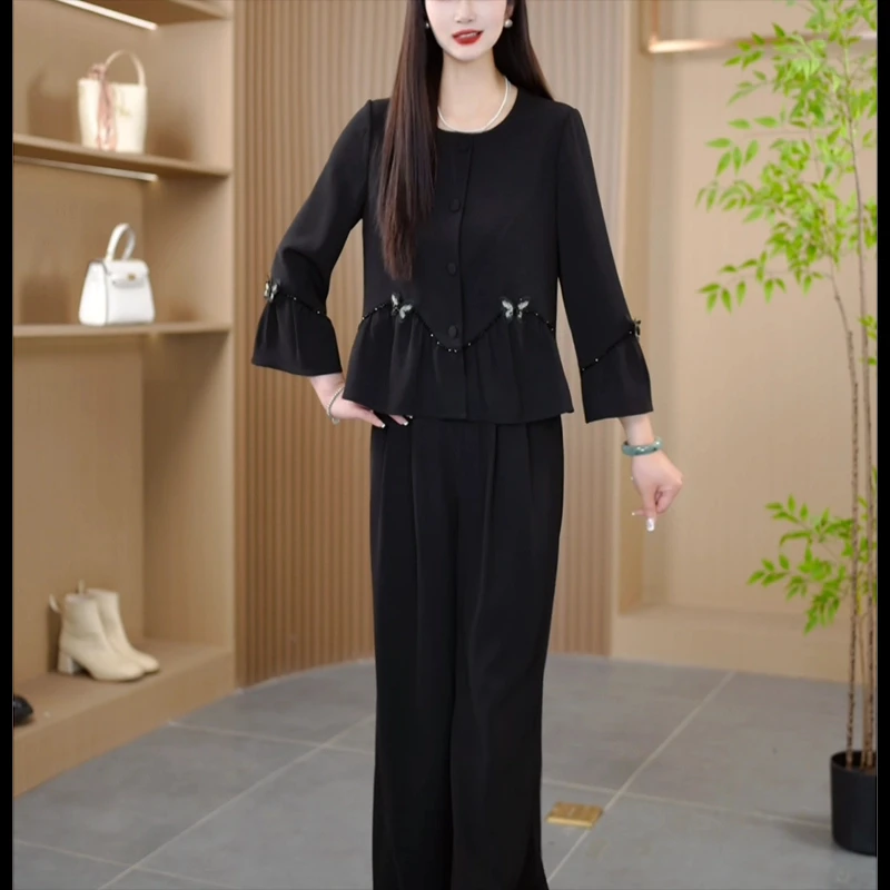 25093春季新款时尚气质显瘦修身收腰法式两件套套装