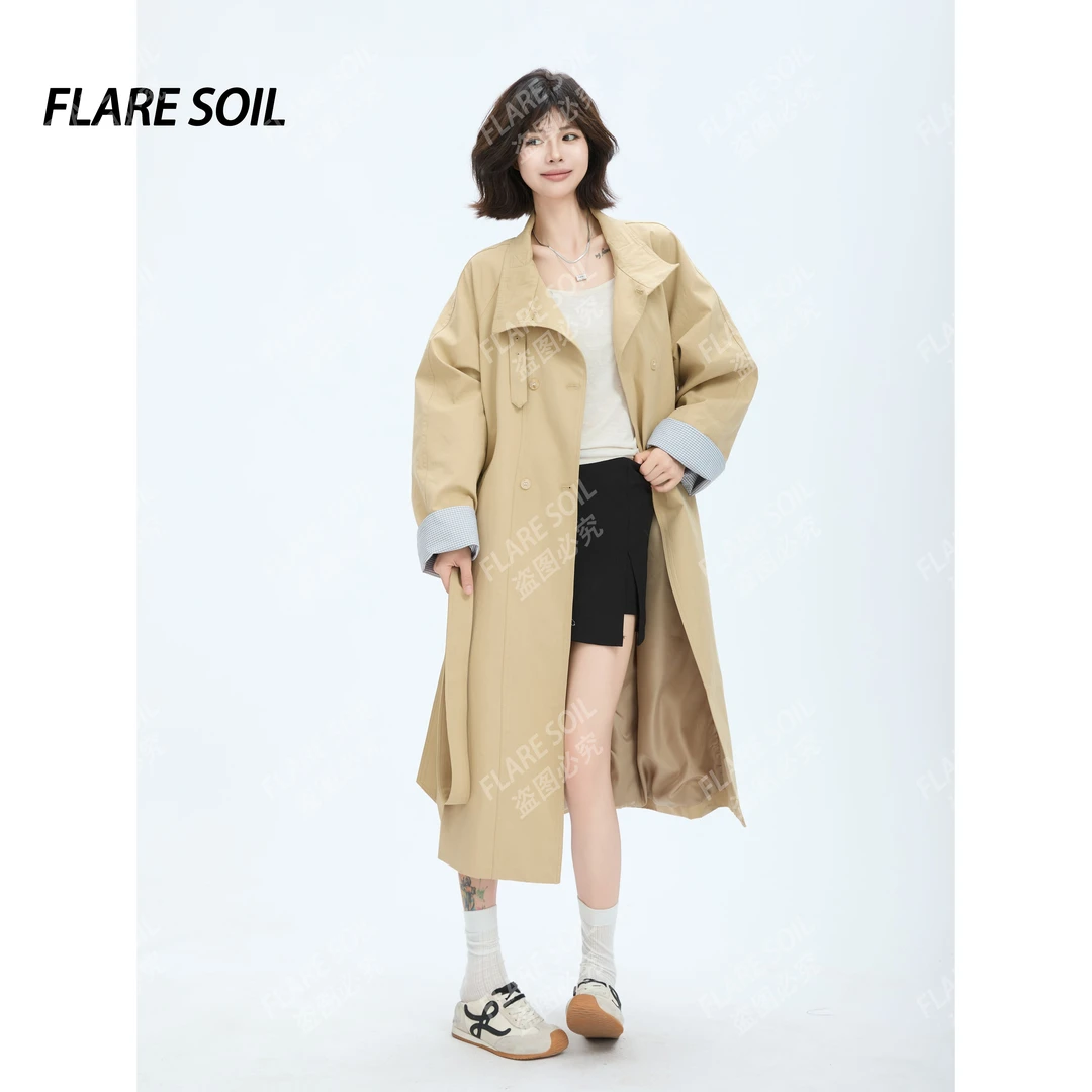 【FLARE SOIL】（现货） 2025新款秋冬韩系大衣薄款立领长风衣 T4435A