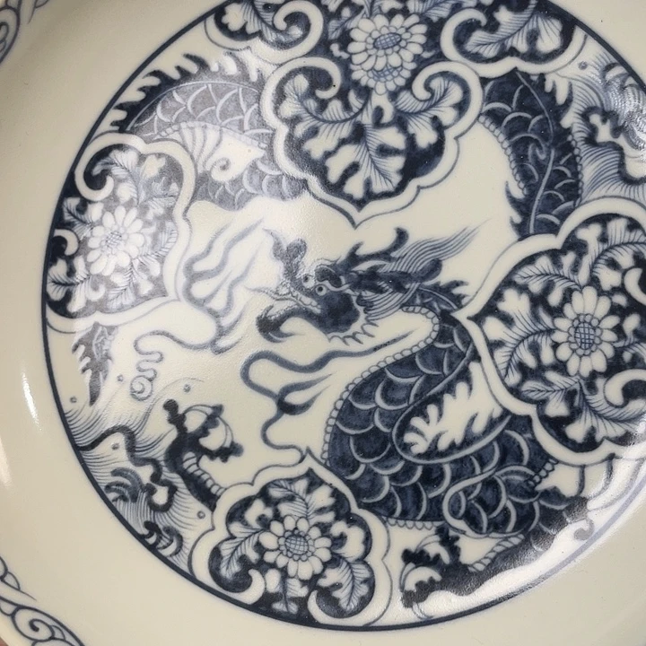 瓷片景德镇青花如意穿花龙大壶承