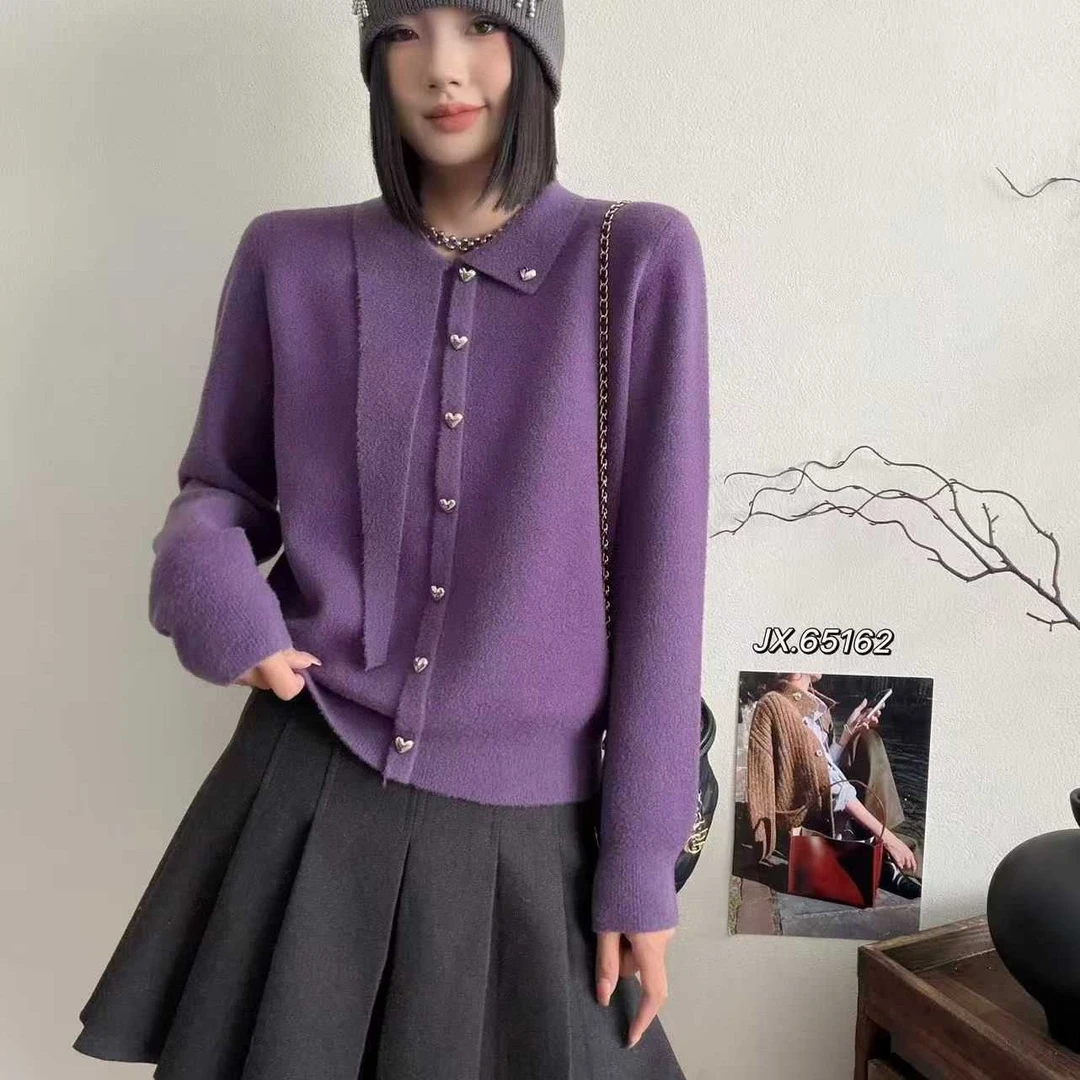 开衫时尚秋冬宽松百搭长袖针织上衣潮65126
