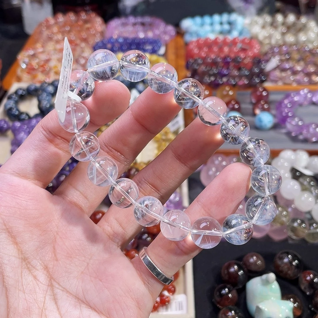 水晶手链未镶嵌蓝针白水晶11.3