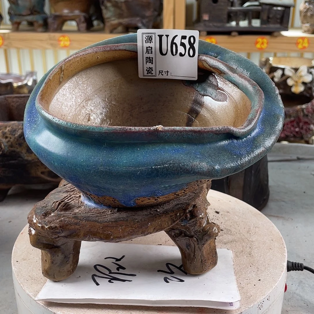 紫砂花盆景德镇陶瓷花盆658