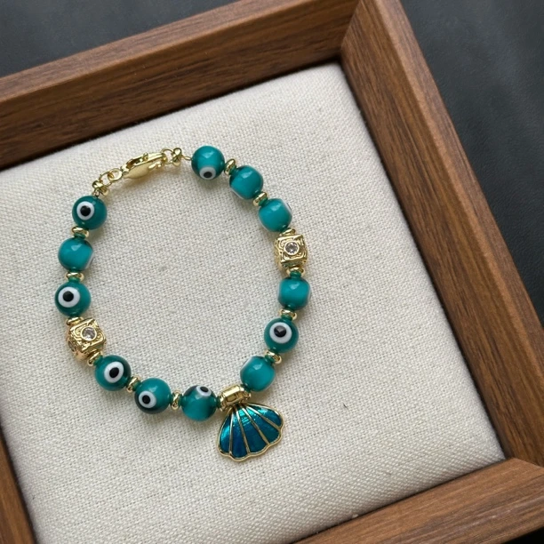 铜合金琉璃手链 GULUM 811 原创新款手链恶魔之眼蓝眼睛koz手链