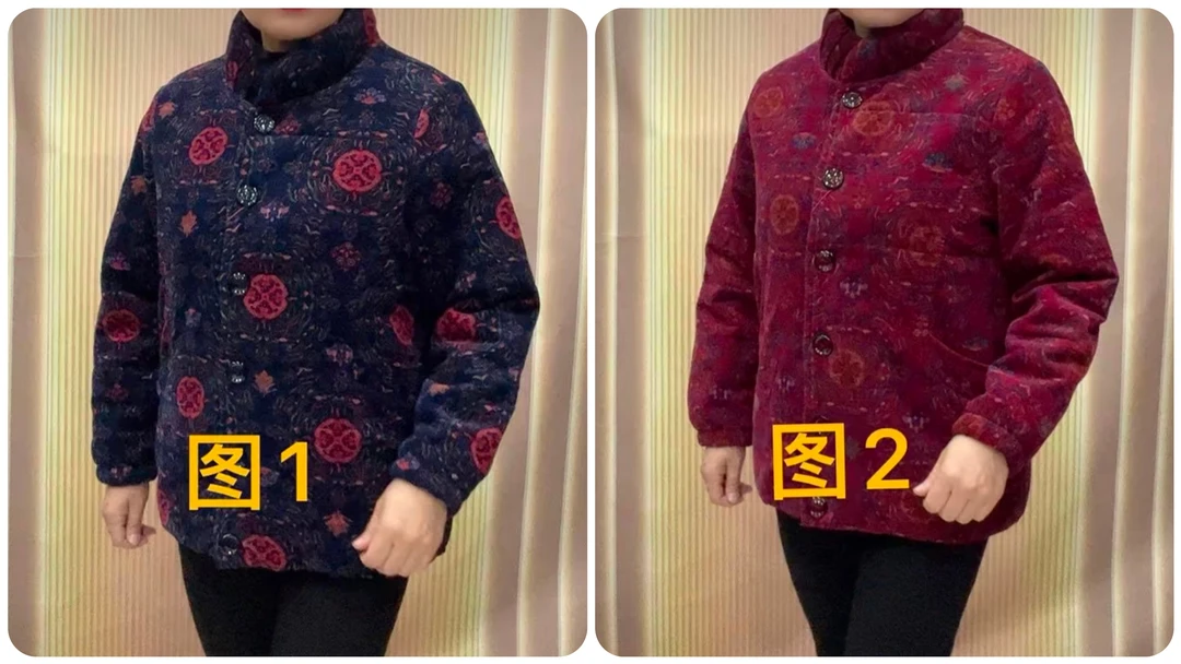 128#冬季新款大绒立领妈妈装棉服