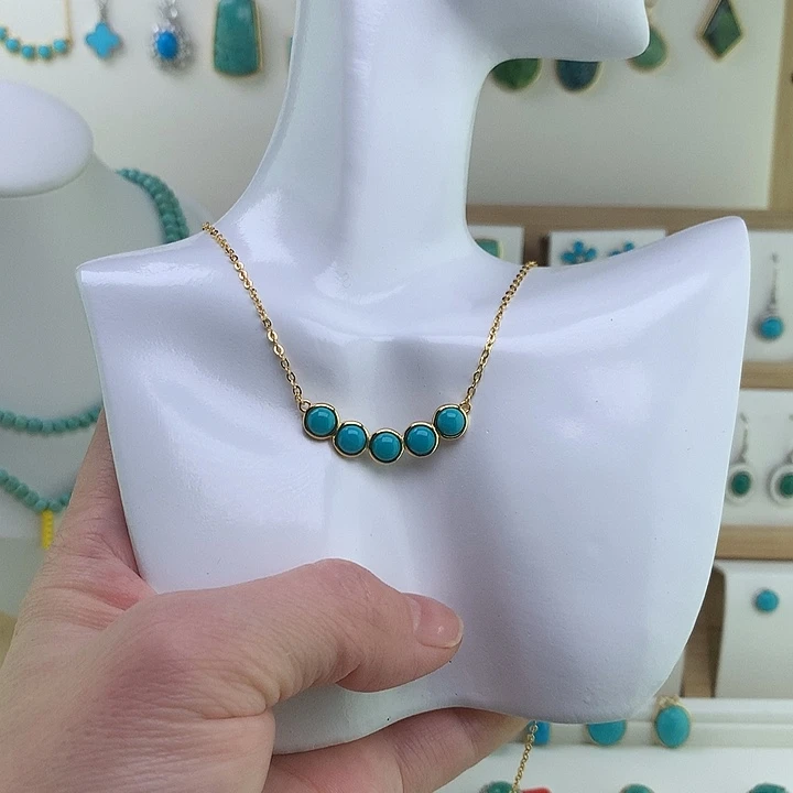 绿松石银S925镶嵌颈饰