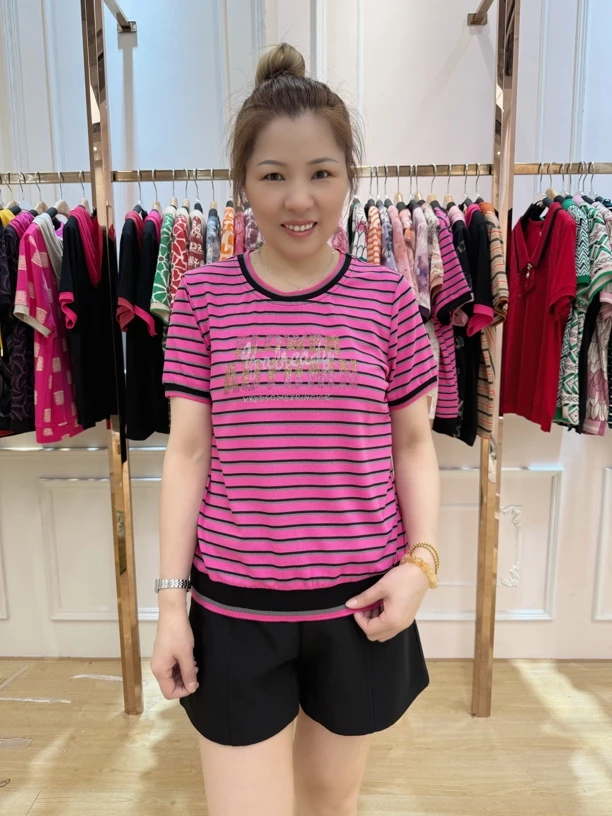 极简风新潮风圆领短袖宽松型T恤时尚女士百搭夏季针织29121