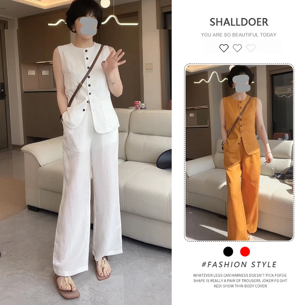 老钱风洋气减龄套装女2025夏季新款高级感无袖马甲阔腿裤子两件套