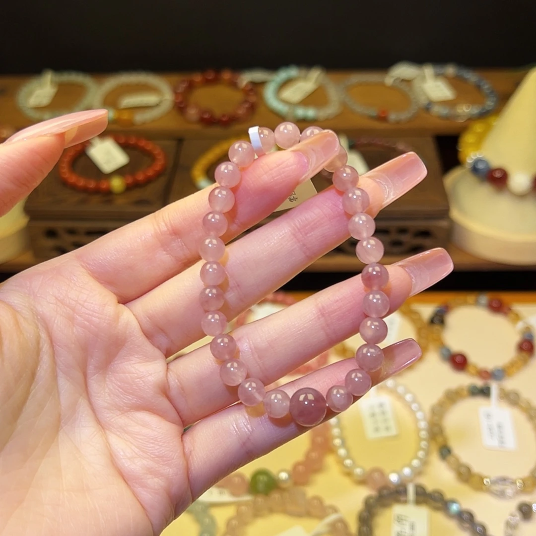 手串水晶银S925镀金镶嵌粉2031