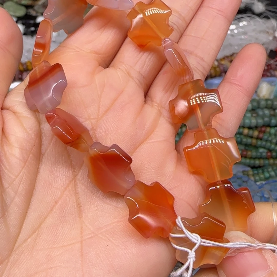 玛瑙/玉髓合金珠宝半成品红玛瑙15mm半条