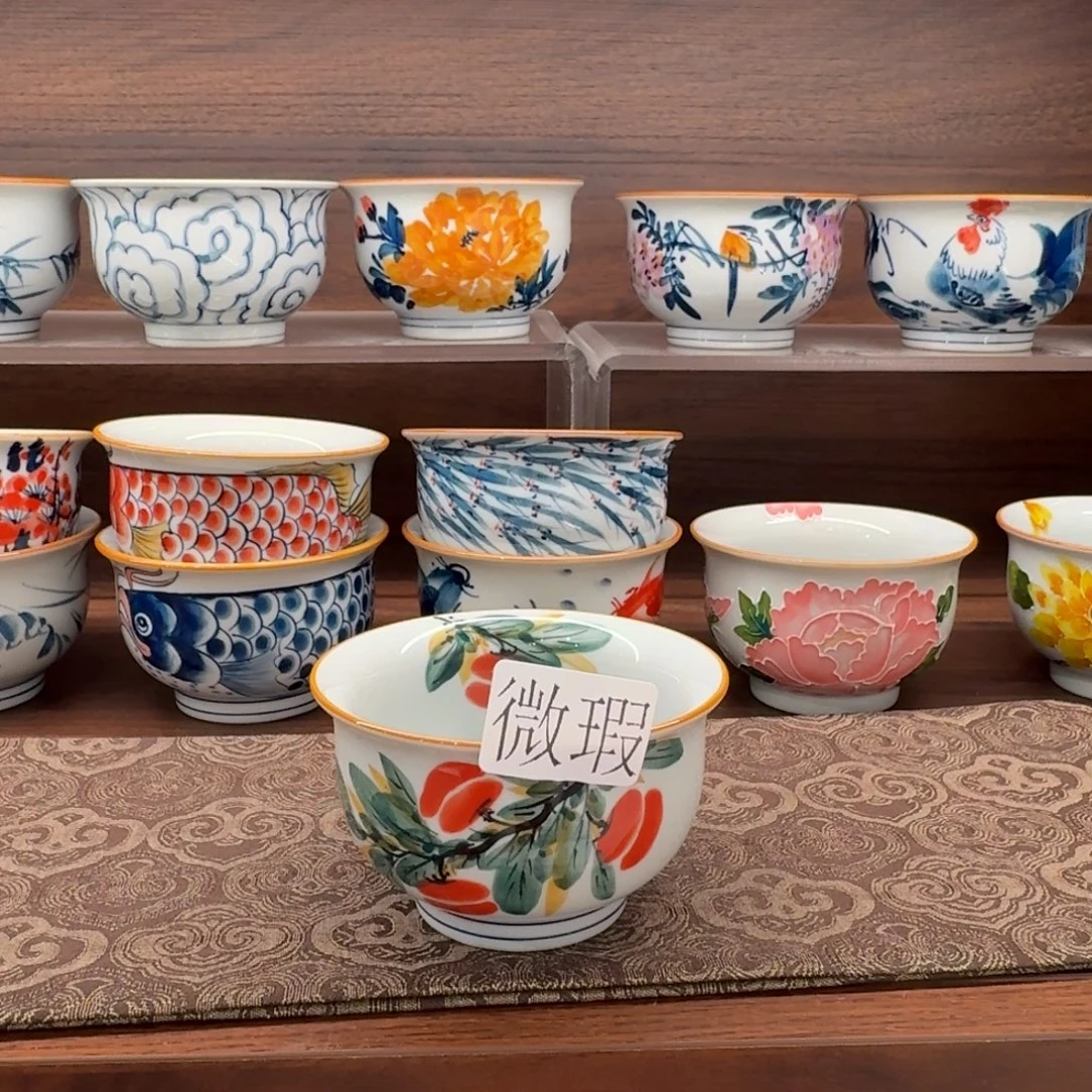 釉下手绘茶具微瑕