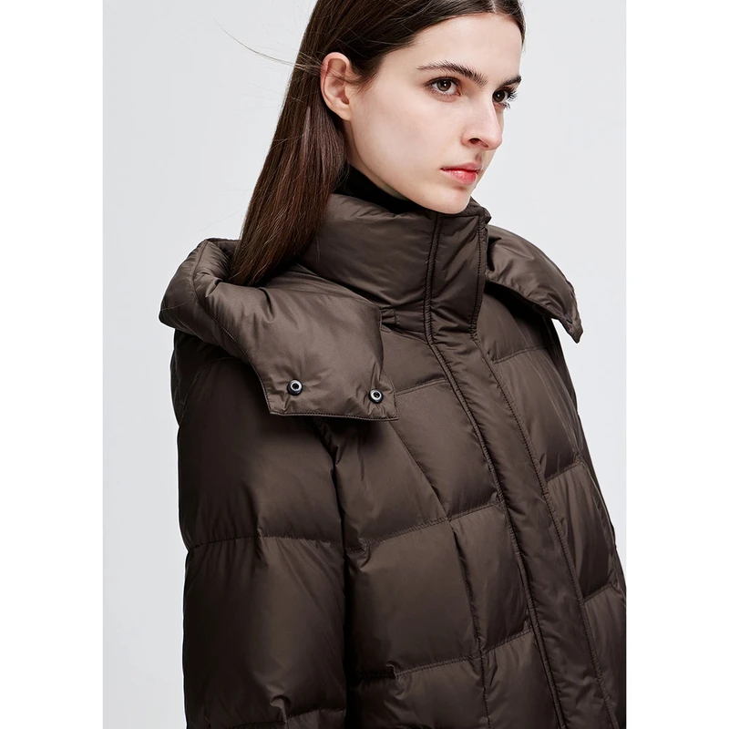 【90白鸭绒】navigare意大利小帆船冬季女士长款羽绒服防寒带帽外套