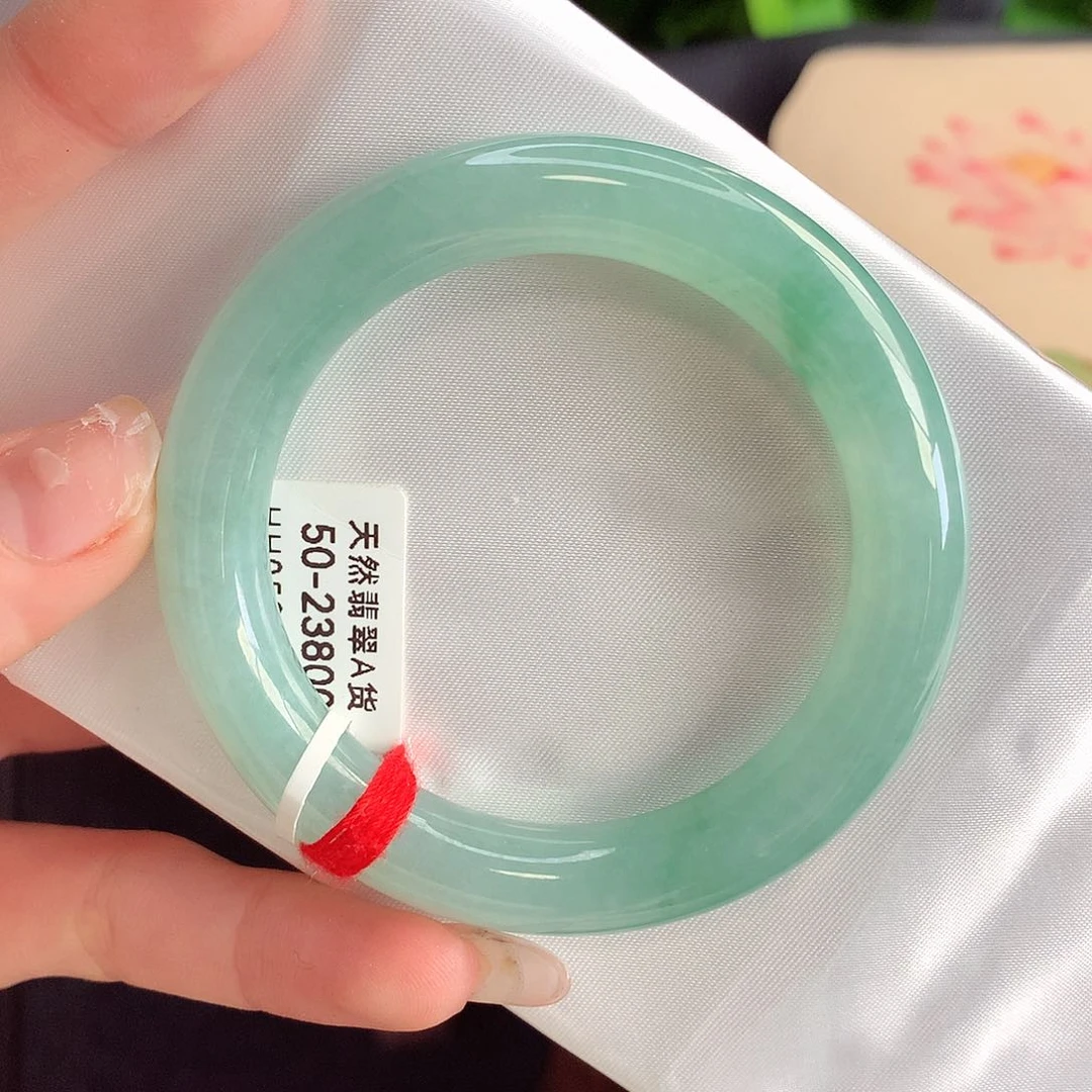 未镶嵌手镯翡翠天然A货翡翠50-51甜甜果绿 小胖6号
