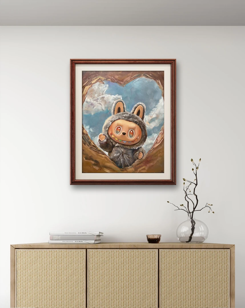 【心动瞬间】可爱写实手绘油画挂画装饰画尺寸:50cm*60cm