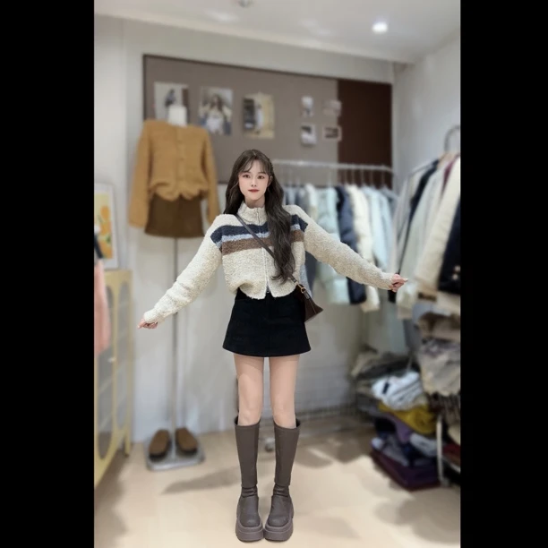 拾一·随性 立领糯唧唧拉链毛衣