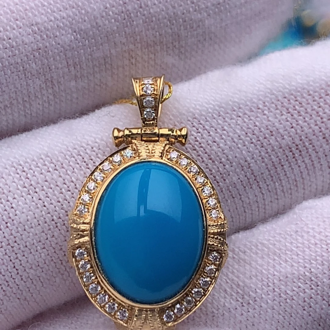 绿松石18K金镶嵌珠宝奇石