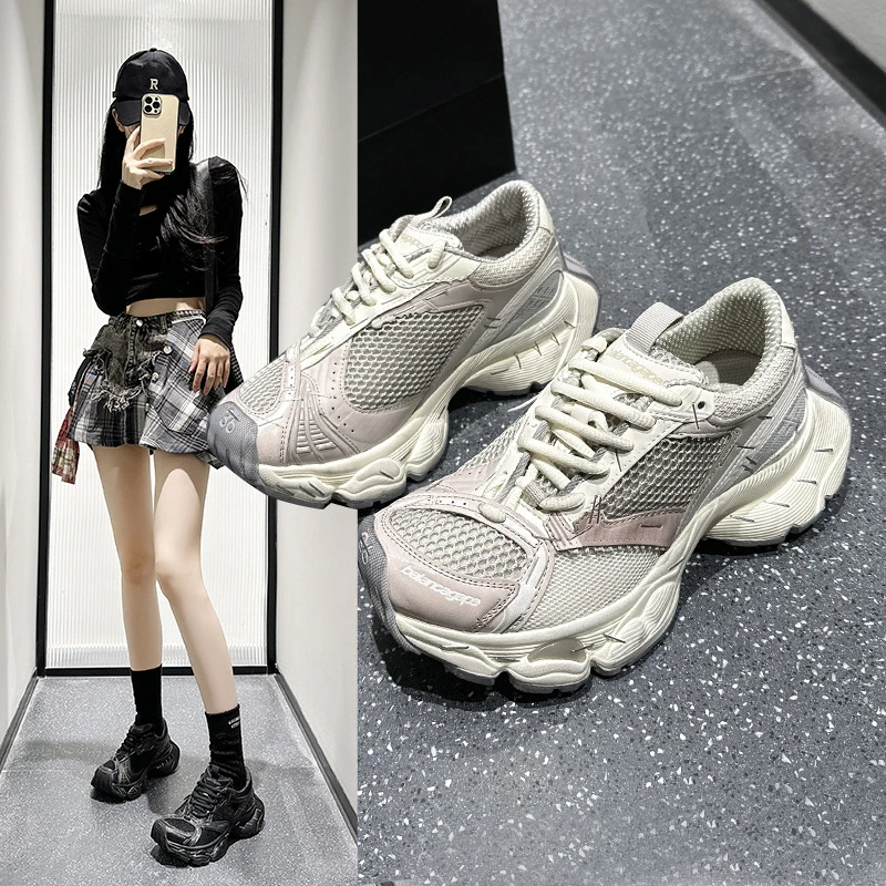 【明星同款】西瑞女鞋老爹鞋休闲百搭增高透气网运动休闲鞋厚底透气