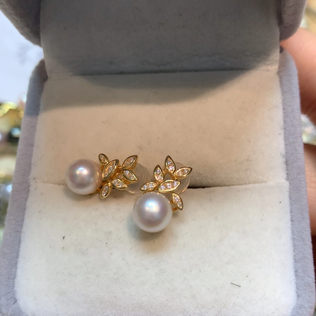 海水珍珠耳饰银S925镶嵌